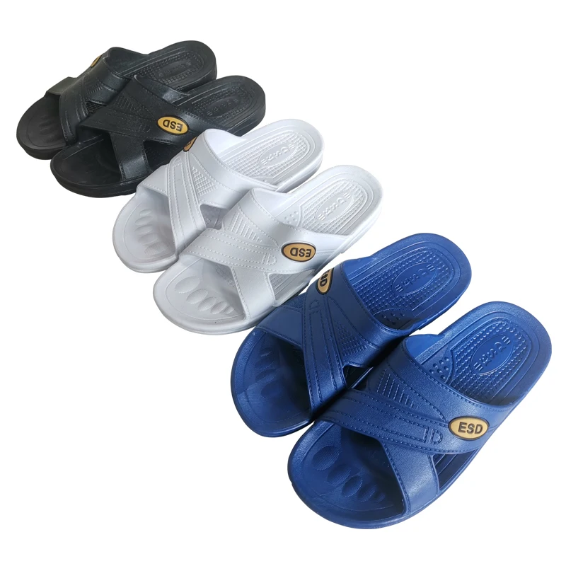 Anti-Static Thick Bottom Slippers Unisex Work Shoes Blue Black Food Electronics Dust-Free Protective Footwear for Home Use