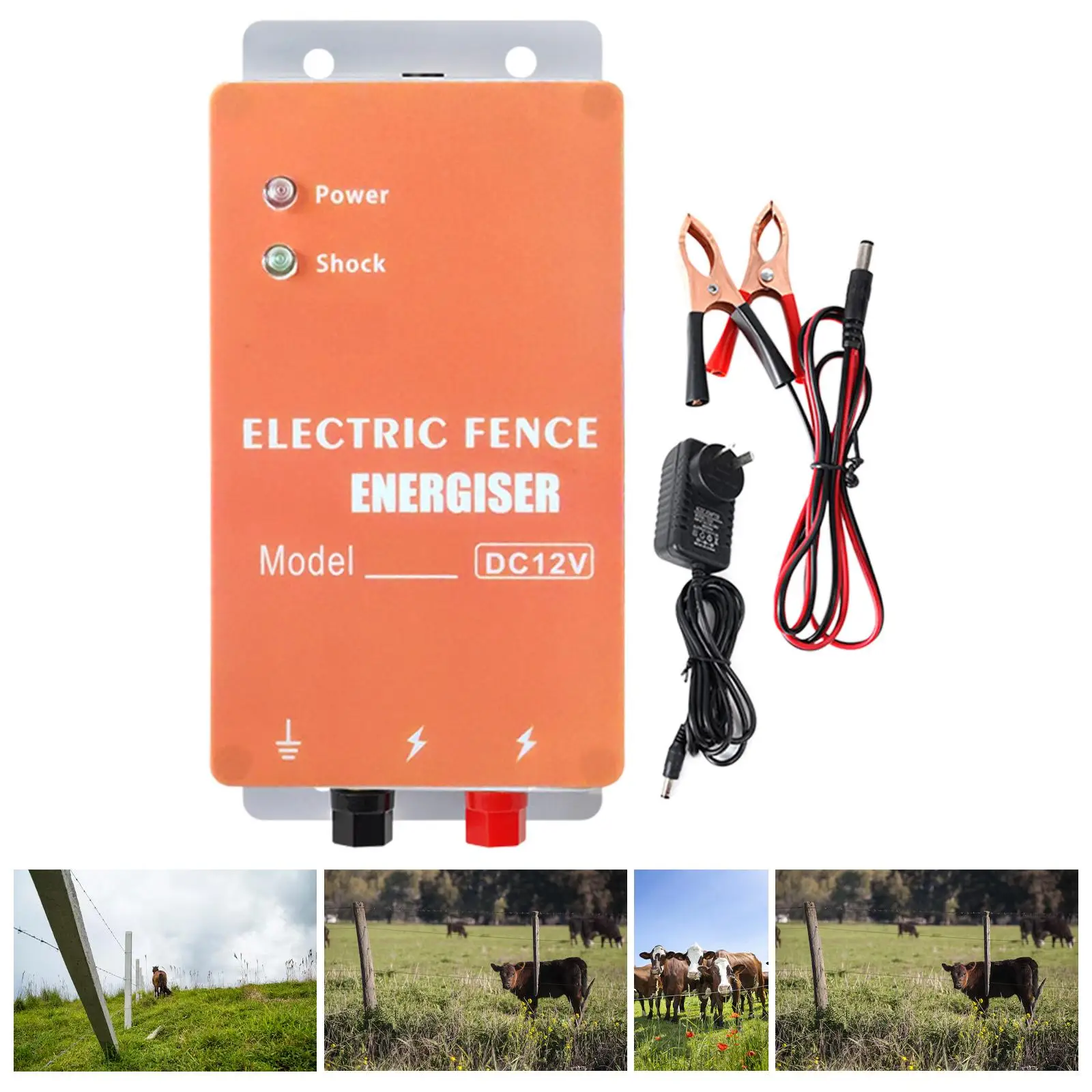 

Electric Fence Energizer Charger Weatherproof Plastic Livestock Machine Pet Fence Controller for Farm Security