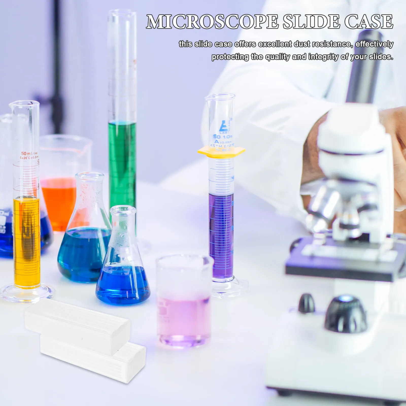 1 Piece PP Plastic Microscope Slide Case Rectangular Transparent Holder for Laboratory Research Slide Storage Box Equipment