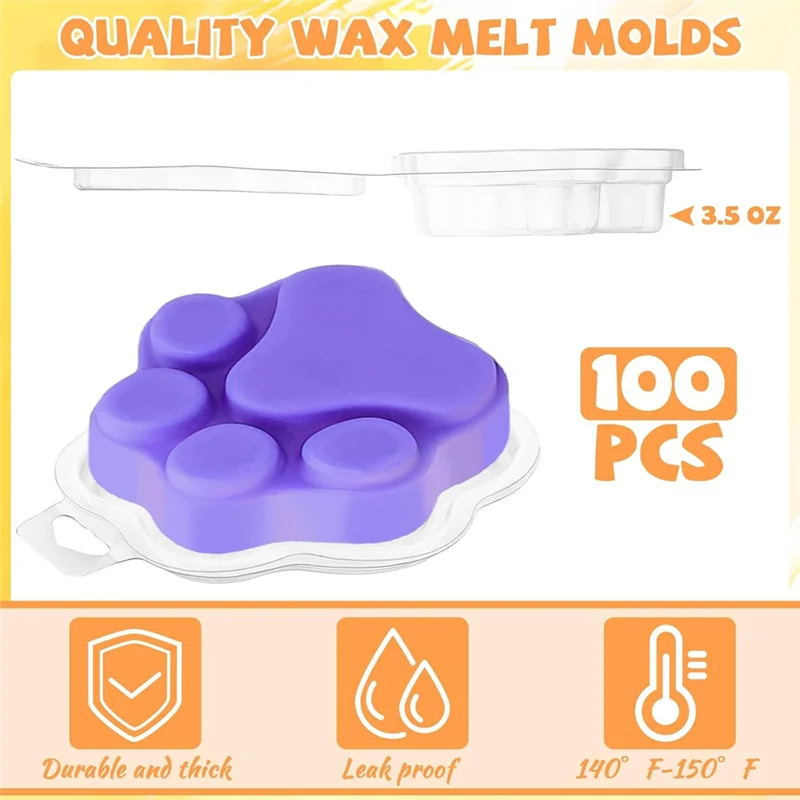 

VELIF-100 шт. формы для расплава воска в форме кошачьего когтя, восковые раскладушки, прозрачные пустые формы для кубиков для улитокwickless, свечей