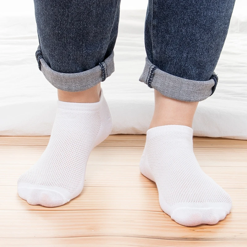 10 คู่/ล็อต PLUS ขนาดถุงเท้าผู้ชาย Breathable ข้อเท้าสั้นยืดหยุ่นสีทึบตาข่ายคุณภาพสูงธุรกิจถุงเท้า Unisex