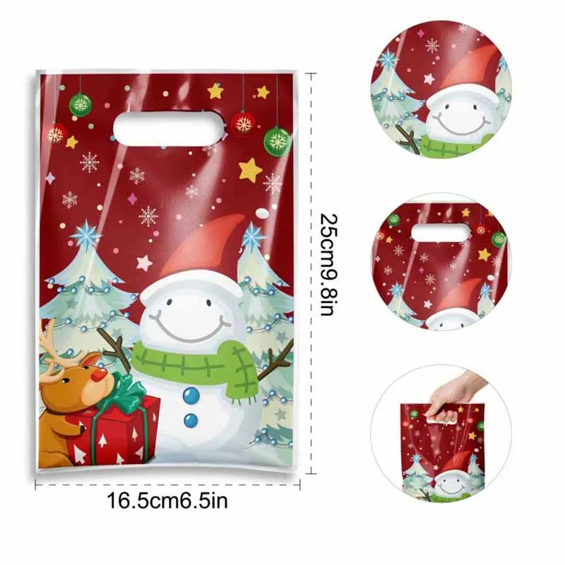TETP Xmas Hand Gift Bags Santa Snowman Printed Christmas Treat Bags Holiday Party Return Favor Pouch for Candy Cookie Presents