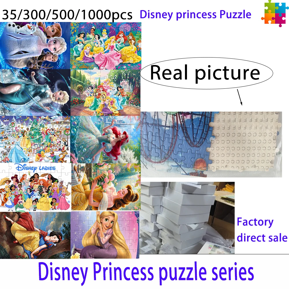 Disney princess Puzzle 35/300/500/1000 Pieces Game Jigsaw Puzzle Educational Decompressed Toys Gifts