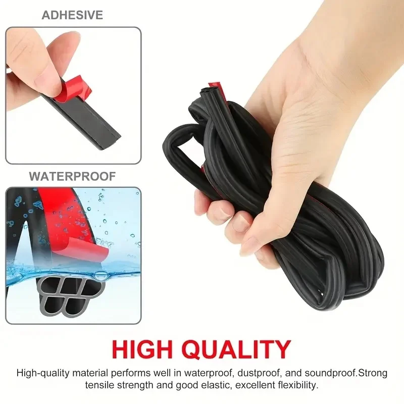 Universal 5M Auto Car Door Trunk Sael Strip Rubber Weather Strip Easy Installation and Weatherproof Protection