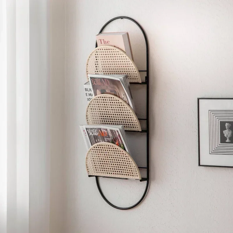 Nordic Wall Shelves for Newspaper,  Mounted Storage, Decorative Magazine Shelving, Stable Iron Bookshelves