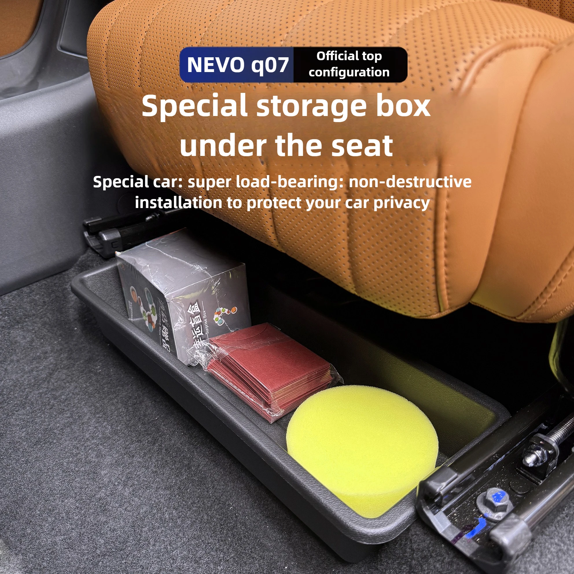 

For Changan NEVO Q07 Car Under-seat Storage Box Multi Functional Hidden Seat Bottom Umbrella Storage Case Organizer Container