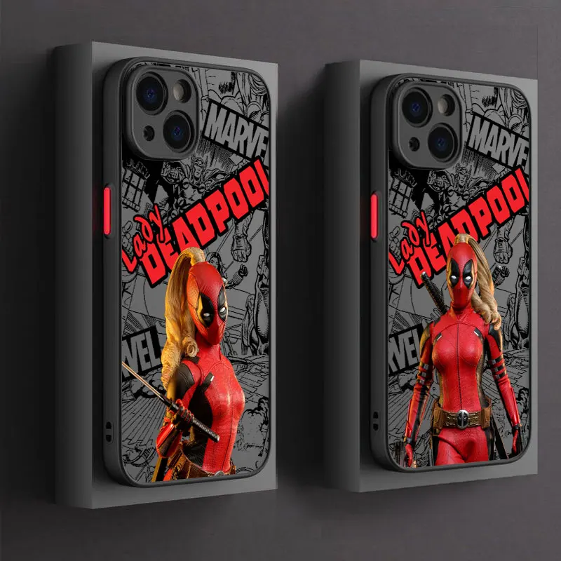 Funda Protectora Antigolpes Lady Deadpool Marvel para iPhone 17 16 15 Pro Max, 14 13 12 11 Pro Max, 16e 17e Air XS XR X 8 Plus