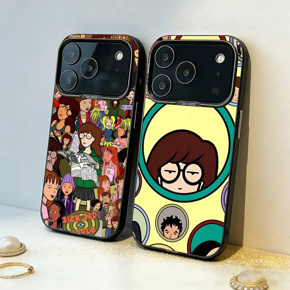 

C-CARTOON D-D-Daria FUNDA Phone Case For iPhone17,16,15,14,13,12,11,Pro,MAX Gray Matte Silicone Black Cover