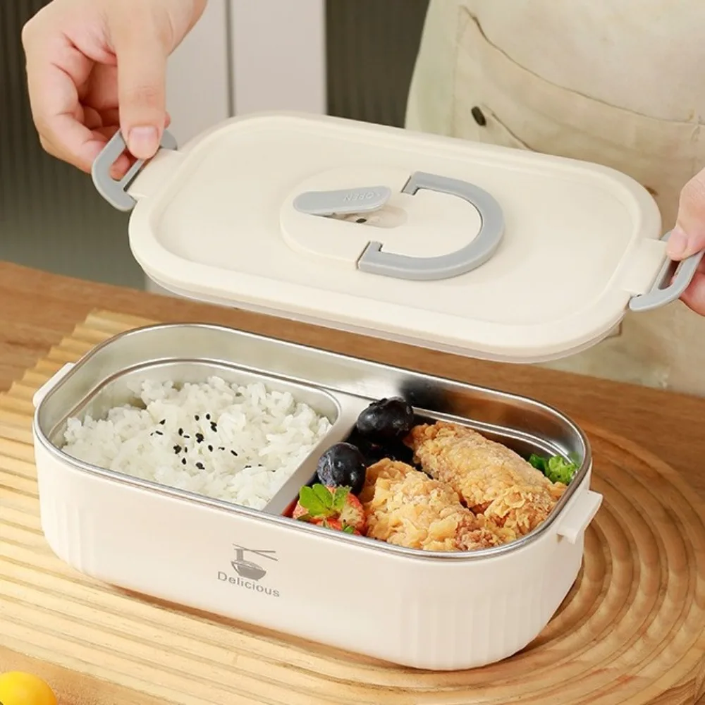 Leak Proof 304 Stainless Steel Lunch Box Airtight Lid Microwave Safe Insulated Luhch Box Stackable Meal Prep Container Picnic