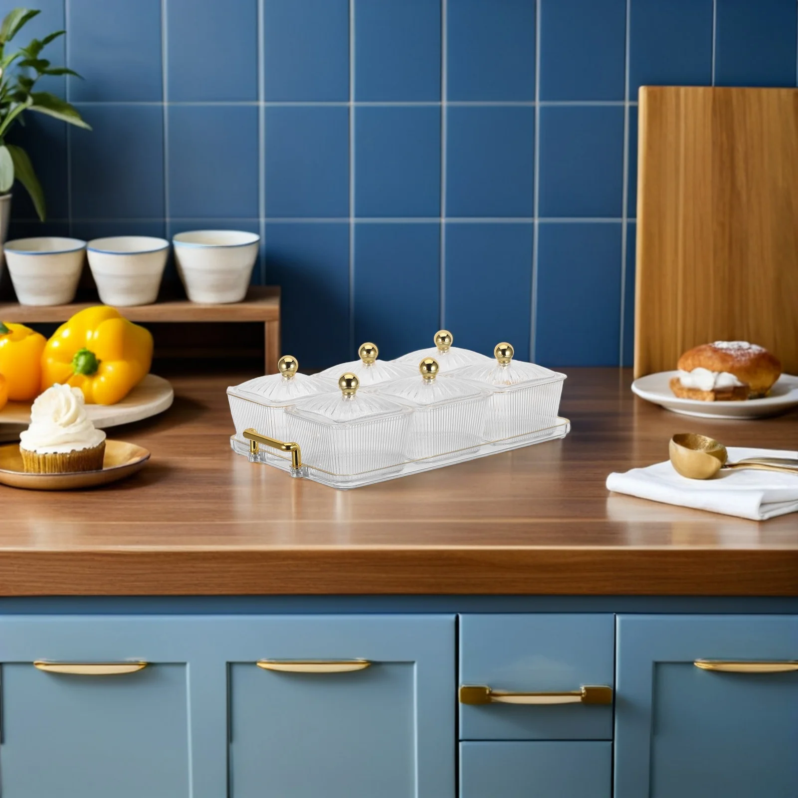 

6 Compartment Snack Platter Transparent Airtight Sectioned Appetizer Tray For Nuts Fruit Candy Veggies Party Serving