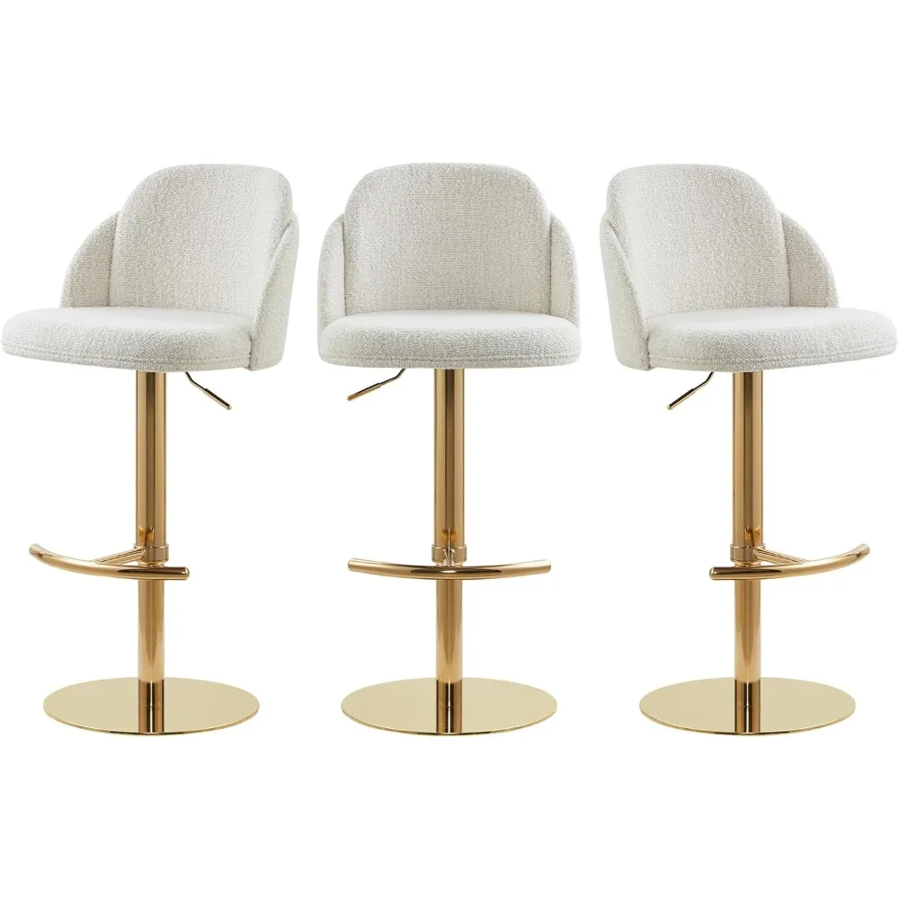 

Adjustable Bar Stools Set of 3, Swivel Counter Height Stools with Stainless Steel Base for Bar, Kitchen Island, Dining Room, Go