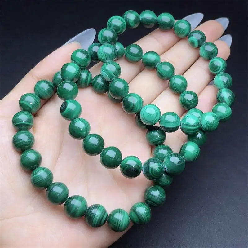 

Natural Malachite Bracelet healing Gemstone Round Beads Jewelry Couple Holiday Gift 1PCS 9.5/14MM