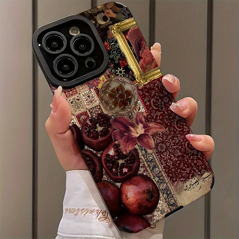 Retro collage pomegranate pattern phone case suitable for iPhone 17 16 15 14 13 12 11 Pro/Max/Plus anti drop and shockproof - AliExpress 202192403 Retro collage pomegranate pattern phone case suitable for iPhone 17 16 15 14 13 12 11 Pro/Max/Plus anti drop and shockproof - AliExpress 202192403