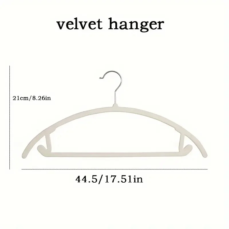 10pcs Semi-circular Flocking Hanger Curved Non-slip Shoulder Not Bulging Hanger Storage Hanger Closet Space