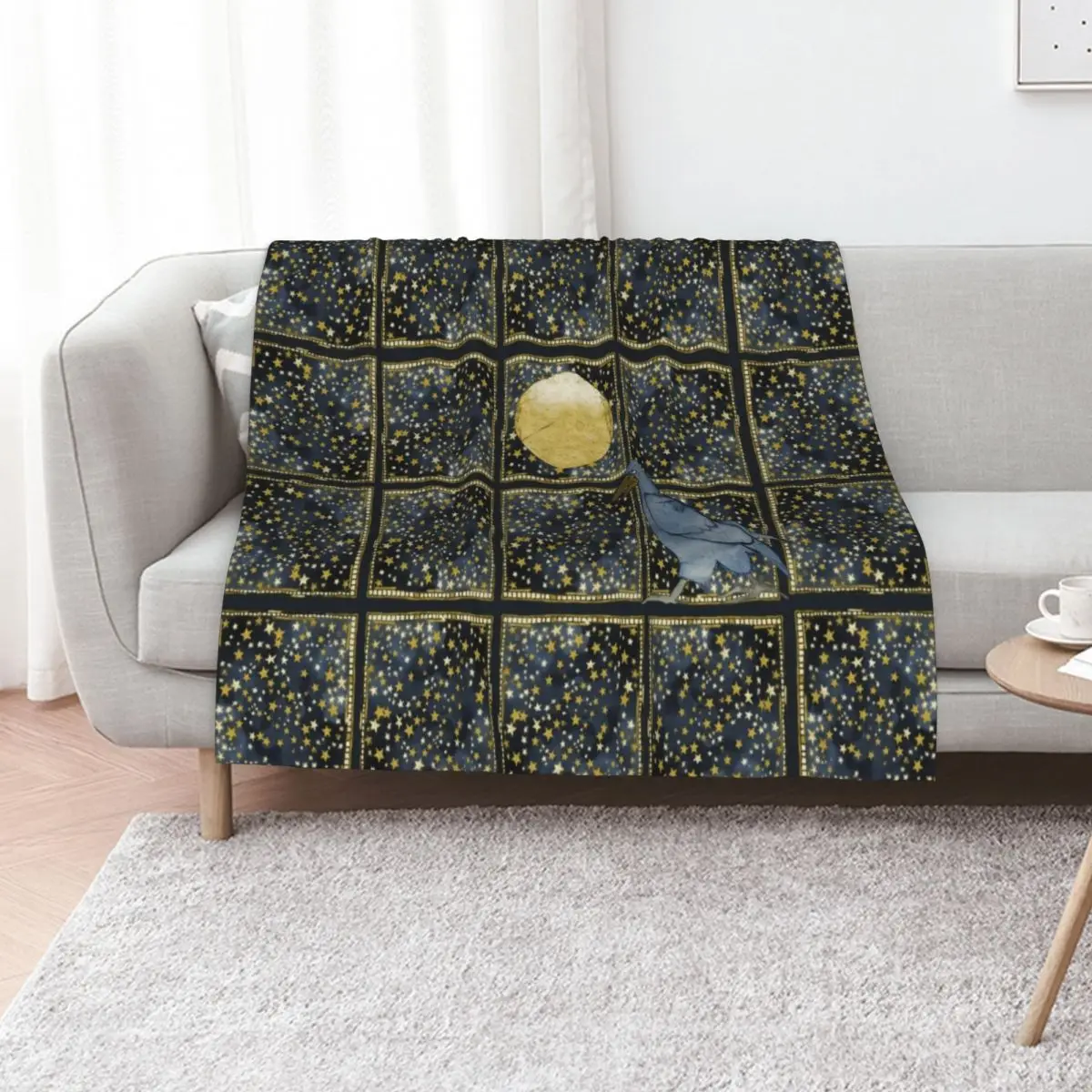 Raven Moon in an Indigo sky Throw Blanket Beautifuls anime Decorative Sofas Summer Bed covers Blankets
