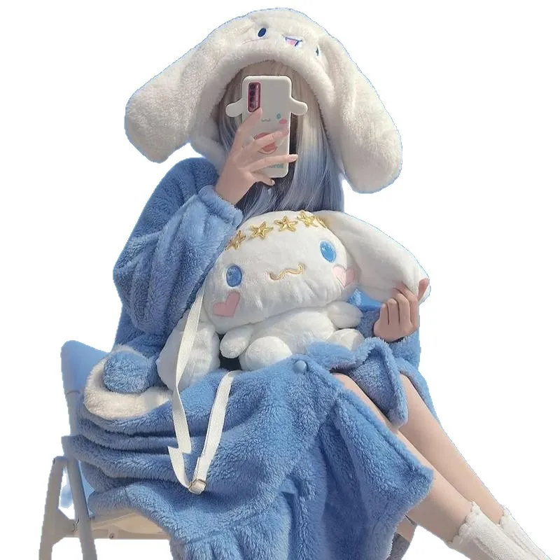 

Cinnamorol Coral Velvet Girls' Cute Cartoon Nightgown Thickened Student Home Clothes Pajamas Two-piece Set Can Be Worn Outside