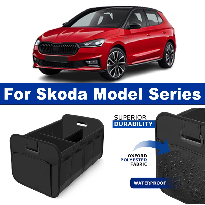

Foldable Car Organizer Portable Storage Box With Side Net for Skoda Octavia Fabia Rapid Superb Kodiaq Karoq Kamiq Roomster