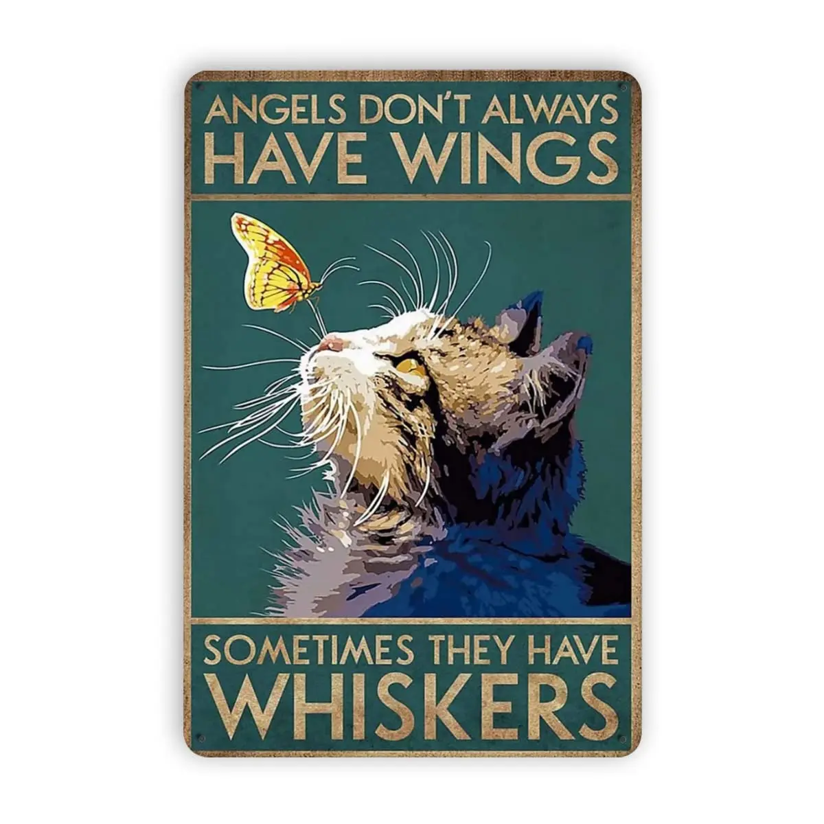 Metal Black Cat Art - Angels Don't Have Wings Some Have Whiskers Metal Tin Sign Cat Lovers Gift Vintage Art Home Metal Sign