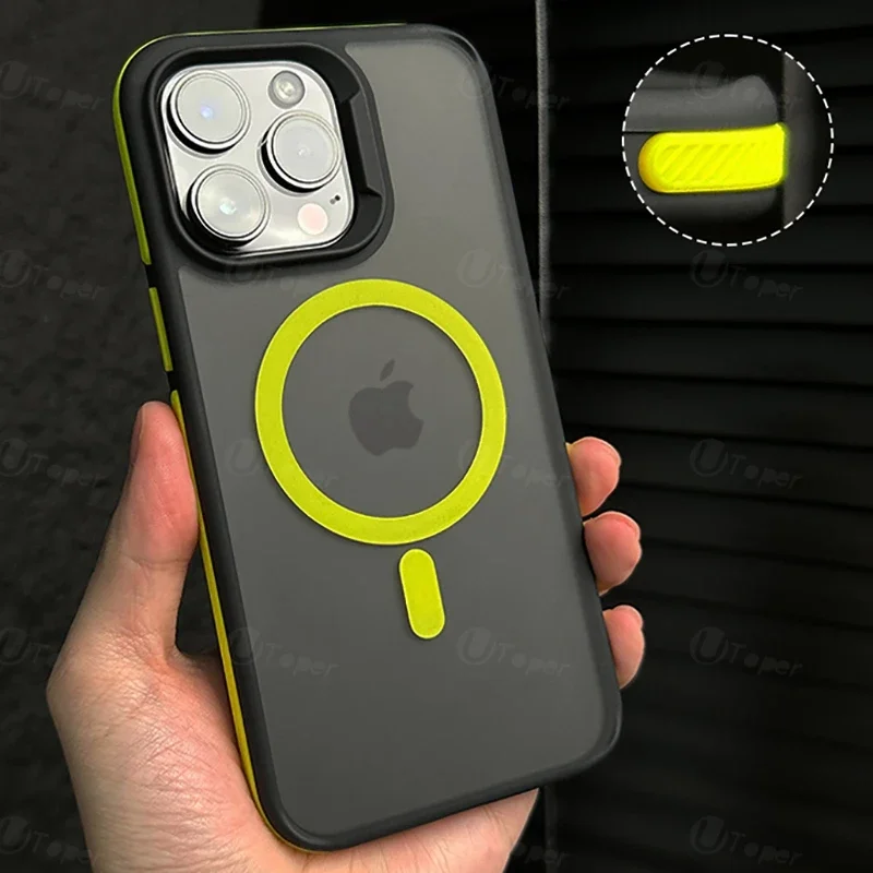 New Bicolor Matte Frosted Magnetic Phone Case For iPhone 16 15 14 Plus 13 12 11 Pro Max Translucent Shockproof Bumper Hard Cover