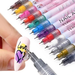 1Set Nail Art Tekening Pen Graffiti Nail Acryl Pen Waterdicht Schilderen Liner DIY 3D Abstracte Lijn Nail Art Schoonheidsgereedschap Manicure