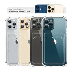 Soft TPU Bumper Phone Case For iPhone 16 15 14 13 12 Mini 11 Pro XS Max XR X 8 7 Plus SE 2022 2020 Card Bag Clear Back Cover T10