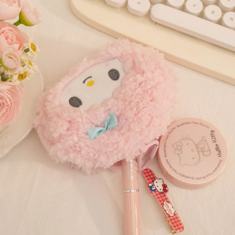 Kawaii minha melodia kuromi cinnamoroll kt gato pelúcia plushies moeda bolsa fone de ouvido organizador saco pingente chaveiro presentes das meninas