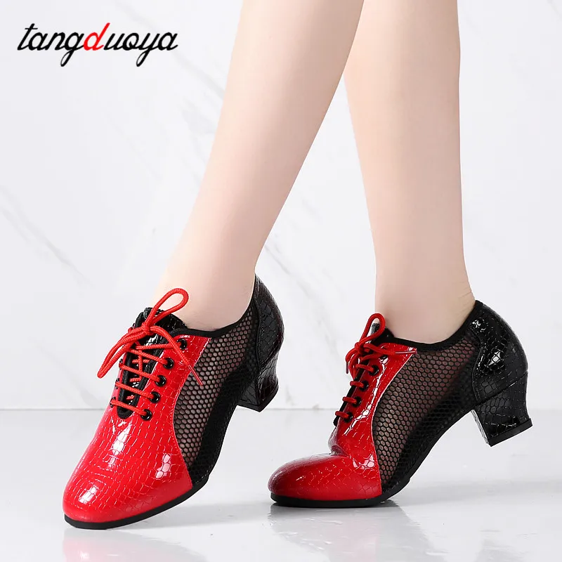 Zapatos de baile modernos para mujer, zapatillas de deporte de malla con punta cerrada, transpirables, para practicar baile al aire libre, Verano