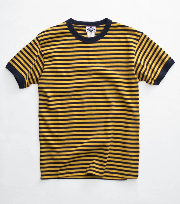 Heavyweight 280gsm American Vintage T-shirt Khaki 100% Cotton Sailor Tees Blue White Striped Sea Soul Tops for Men Summer Tops