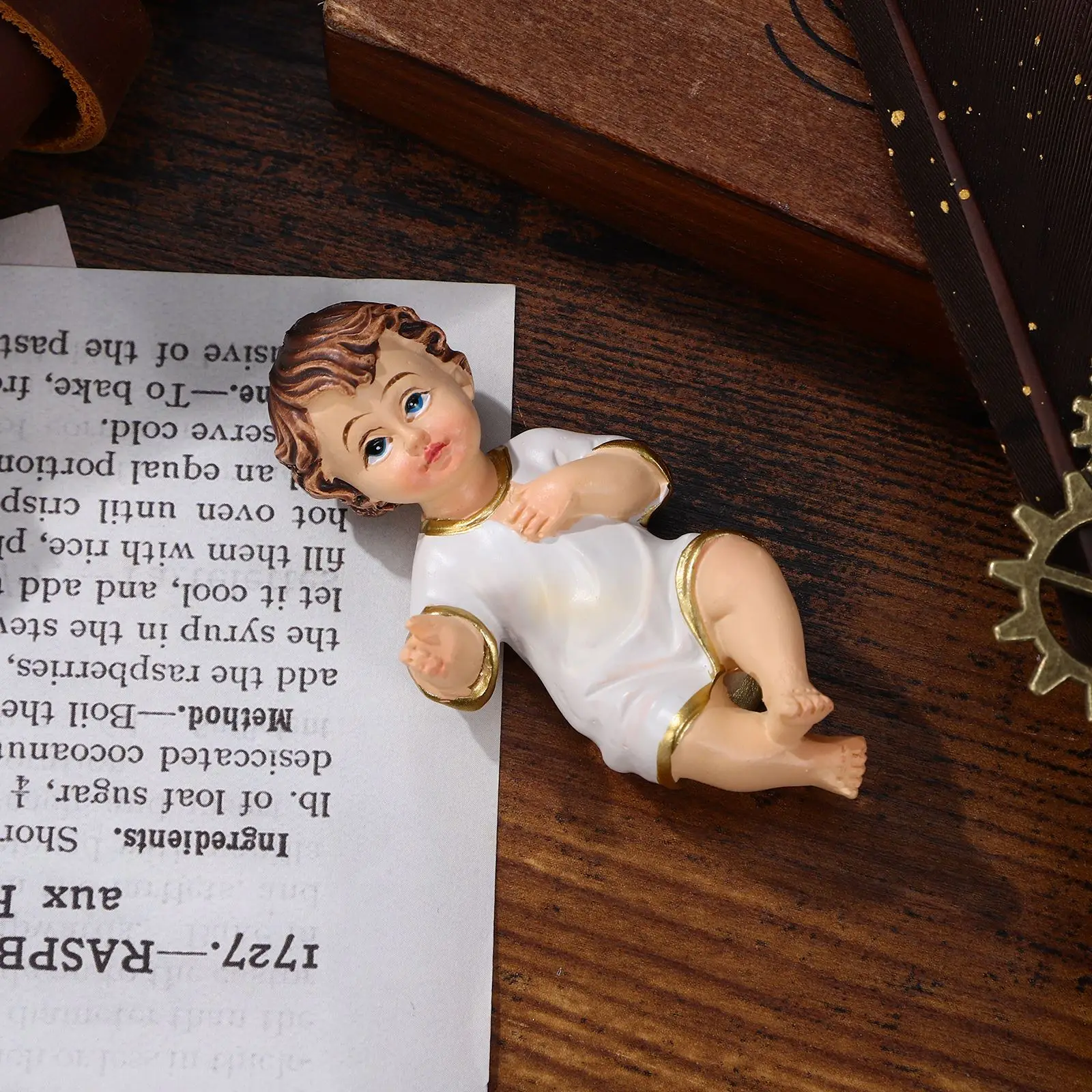 1Pc Jesus Baby Statue Ornament Religious Saint Baby Resin Figurine Adornment