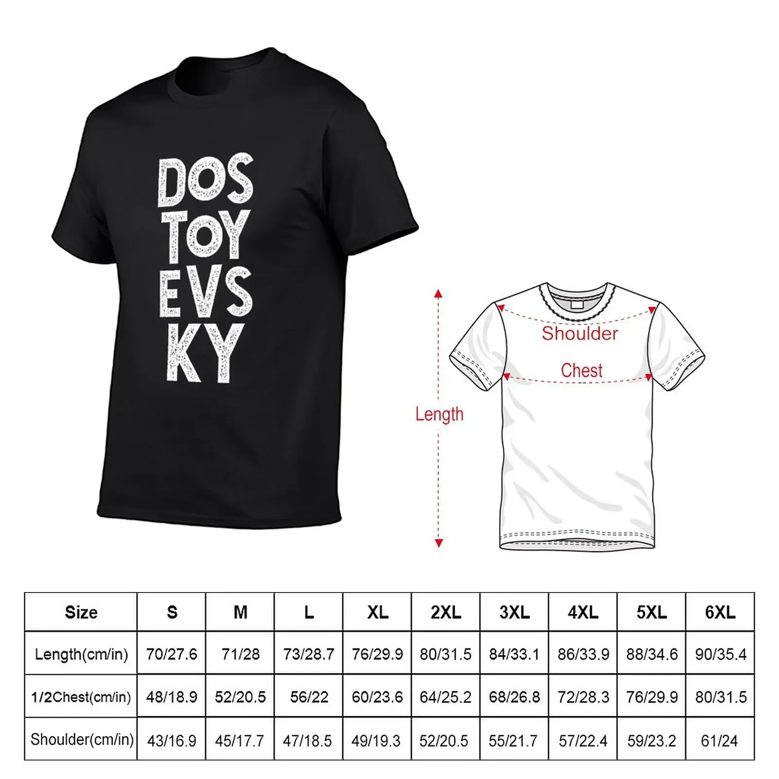 Dostoevsky Typography. Russian Literature Lettering. White Retro Distressed T-Shirt plain black t-shirts for men