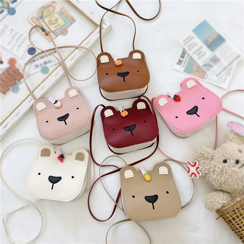 Children's Accessories Square PU Bag Small Shoulder Bag Cute Animals Girls Small Crossbody Bags Mini Coin Purse Handbags