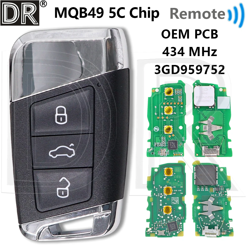 

Отличный чип 5C MQB49 434 МГц 3GD959752, оригинальный автомобильный дистанционный ключ для VW Volkswagen Magotan Passat B8 Superb A7 2019 Oct+
