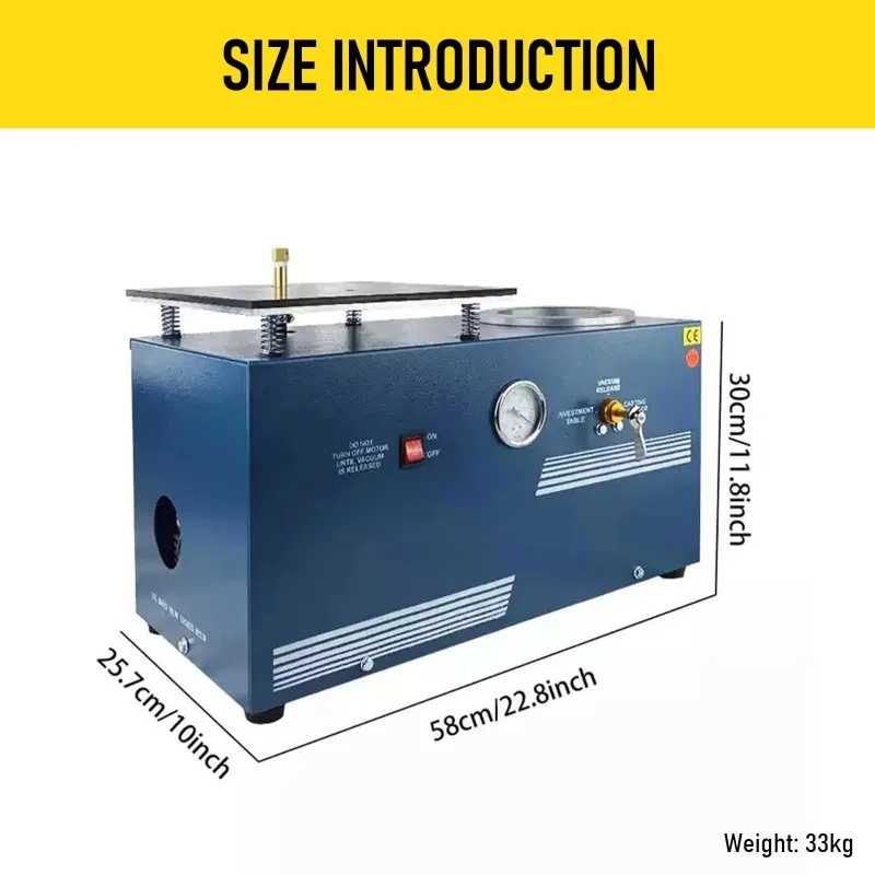 2L 4L مجوهرات فراغ آلة الصب جرس جرة مع 3 CFM مضخة الاستثمار قوالب الصب الذهب الفضة معدن الصب الشمع المفقود #2