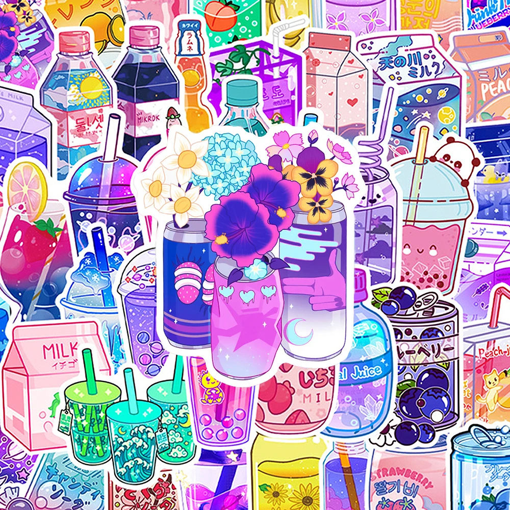 10/30/50pcs Ins Style Cute Cartoon Drink Bottle Stickers Aesthetic DIY Laptop Phone Suitcase Fridge Graffiti Decals Decoration