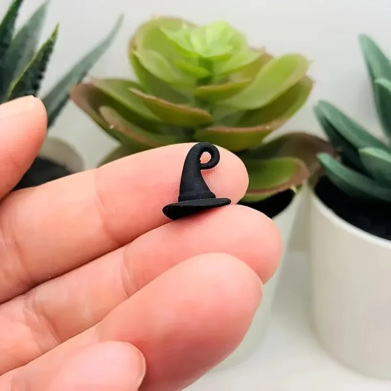 10 Alloy Witch Hat Charms, Black Wizard Hat Pendants for DIY Jewelry Making, Halloween Keychain Accessories and Decorative Beads