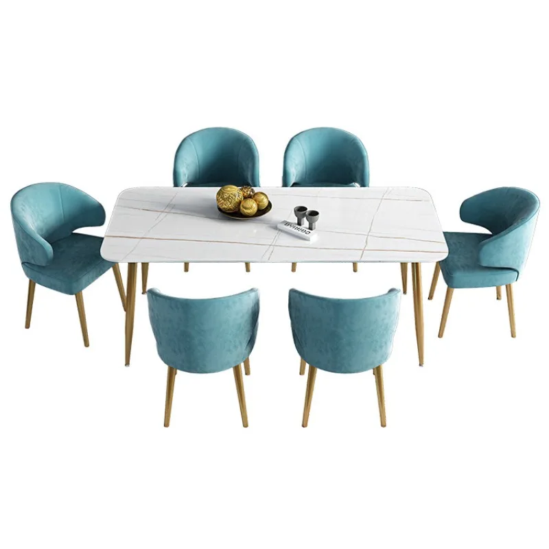 

Modern rock slab dining table small apartment household living room dining table western restaurant pure white