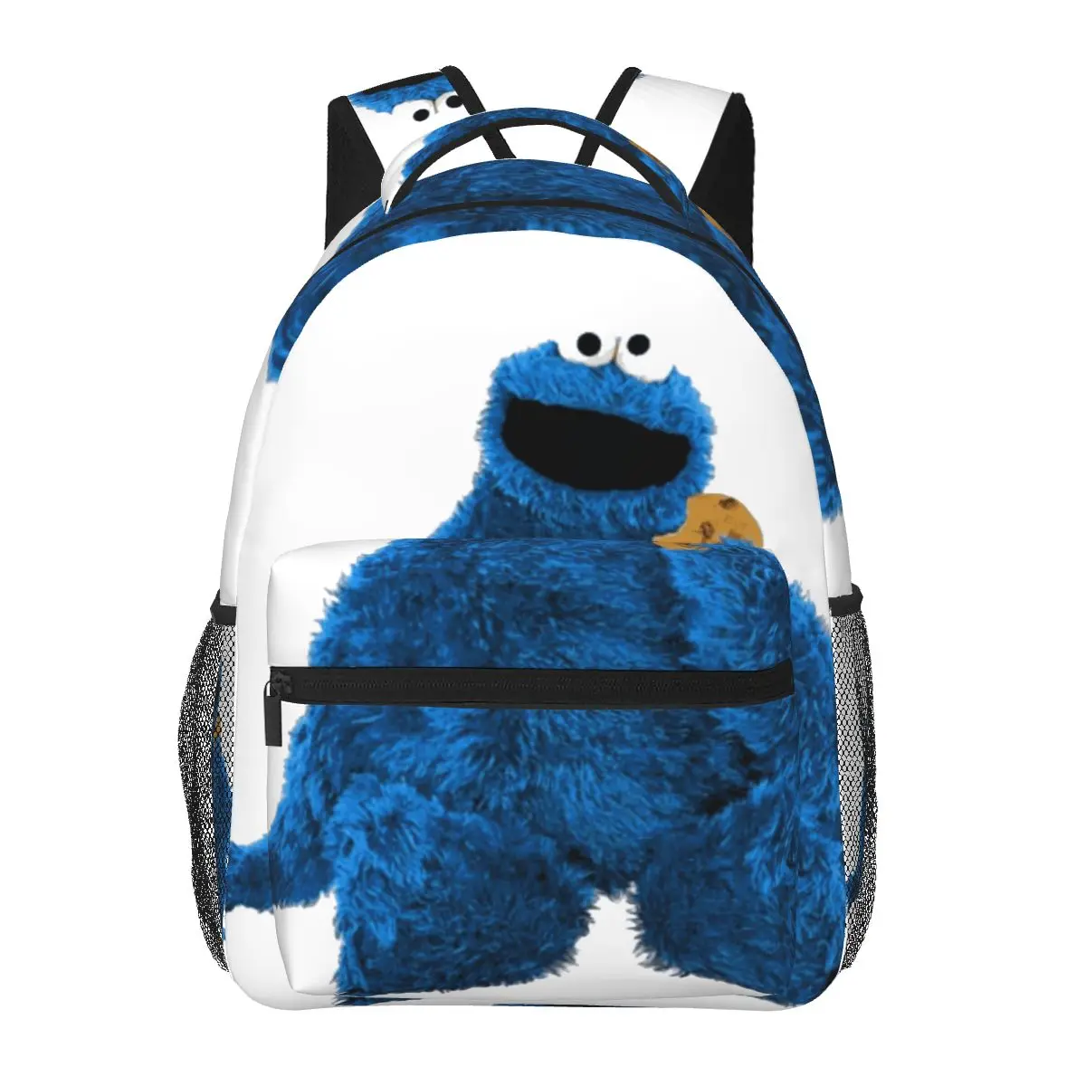 Sacs à dos Cookie Monster pour garçons et filles, cartable pour étudiants, sac à dos de voyage de dessin animé, grande capacité, initié