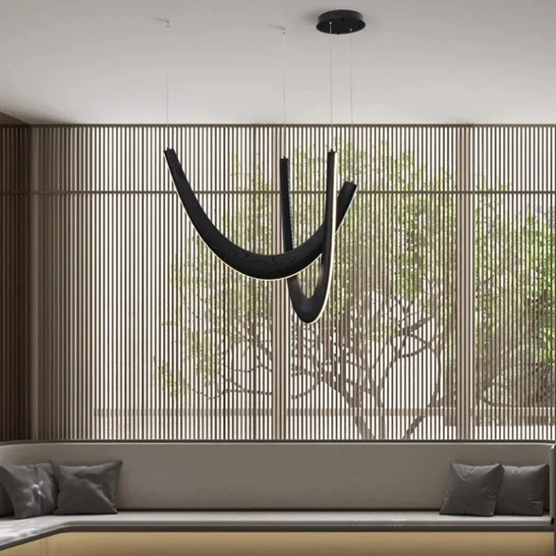 Nordic Double Cyclotron Led Pendant Lights Wooden for Living Dining Table Room Teahouse Lamp Design Home Decor Hanging Fixture