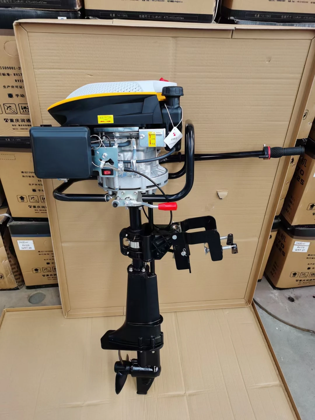 Motor fueraborda refrigerado por aire de 4 tiempos 7HP-10HP para yate inflable de pesca en barco-motor de hélice de arranque eléctrico y tracción manual