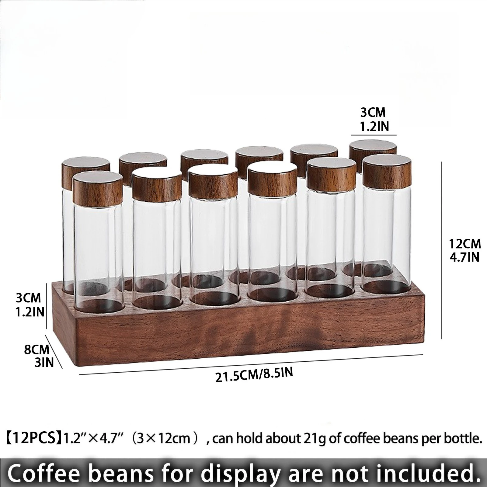 

Деревянное основание из цельного дерева, банки для кофейных зерен, канистры, 12 трубок, одна доза, деревянный держатель с крышками, подставка для дисплея, элегантные инструменты для кофе, чая