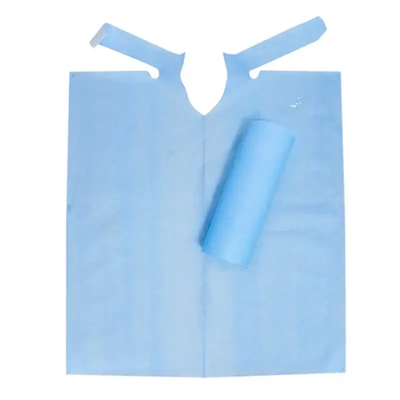 80 Sheet Disposable Dental Bib Blue Beauty Salon Restaurant Wateproof Patient Elderly Medical Paper Scarf Towels Lacing Bibs