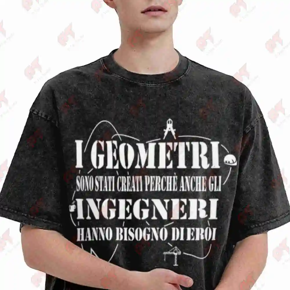 Surveyor Engineer Theodolite Transit Geometry Vintage Washed Tee Pure Cotton T-Shirt