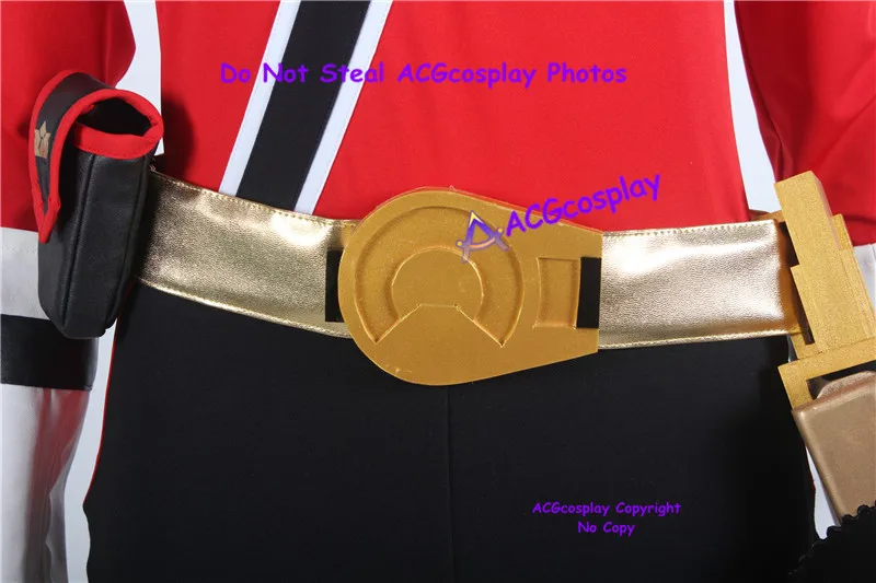 Samurai Sentai Shinkenger Shinken Red Cosplay Costume with Boots Covers and pvc Made Belt Buckle