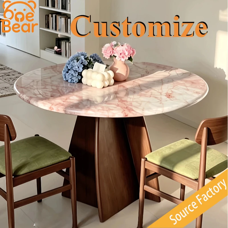 Any Size Custom Integrated Marble Dining Table One Piece Craft Waterproof Anti Stain Durable For Home Dining Room Long Term Use