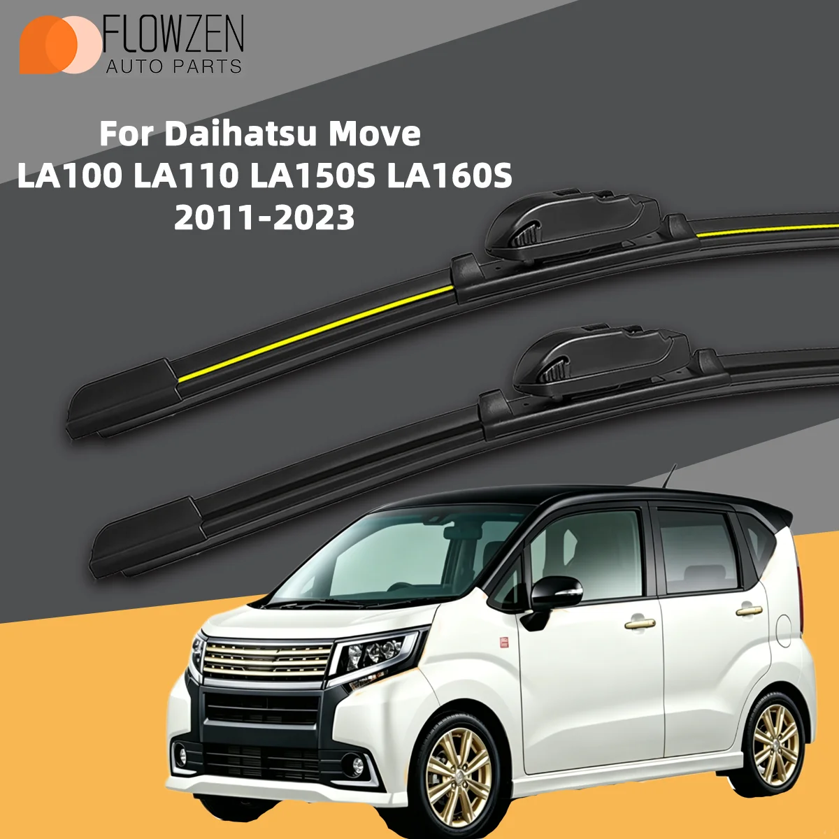 2 escobillas limpiaparabrisas delanteras aptas para Daihatsu Move LA100 LA110 LA150S LA160S 2011-2023, piezas de automóvil premium silenciosas y sin rayas 2022