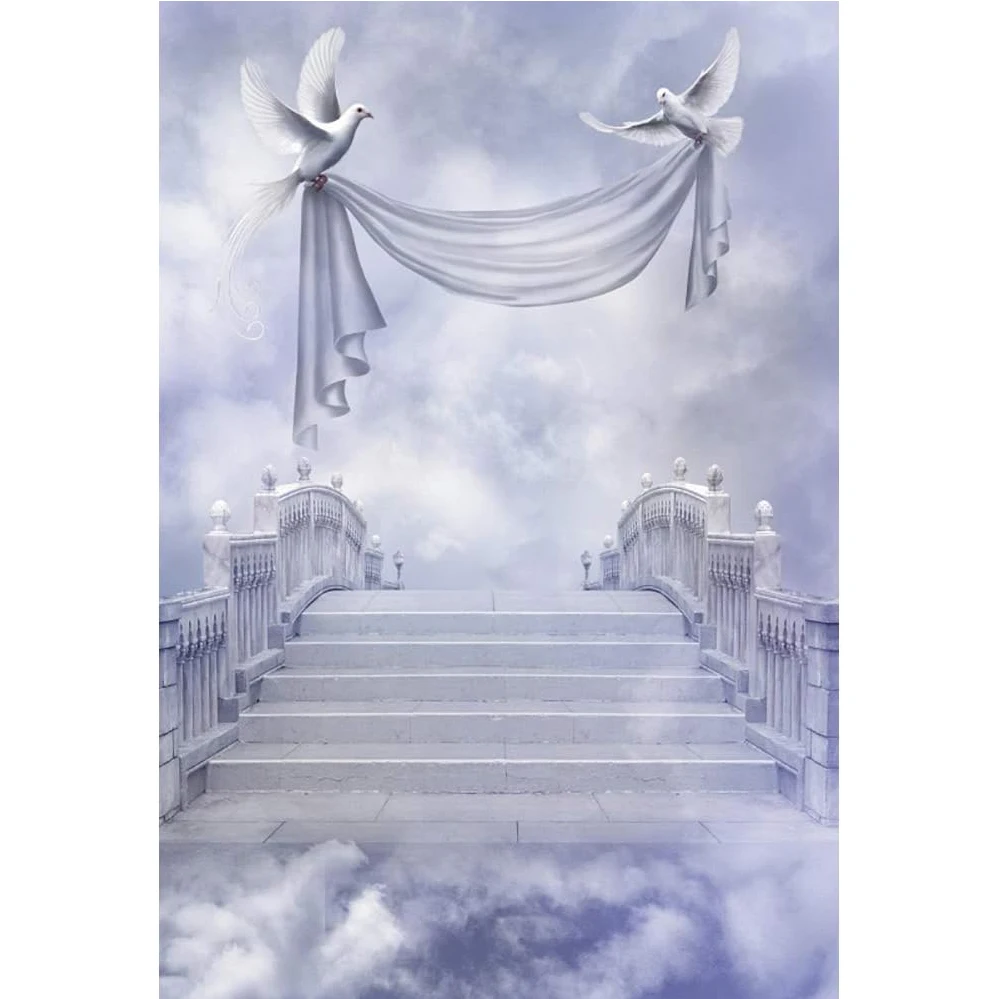 

Stairway to Heaven Backdrop Kingdom of God Paradise Stairs Holy Sky Clouds birthday party photo background photography backdrop