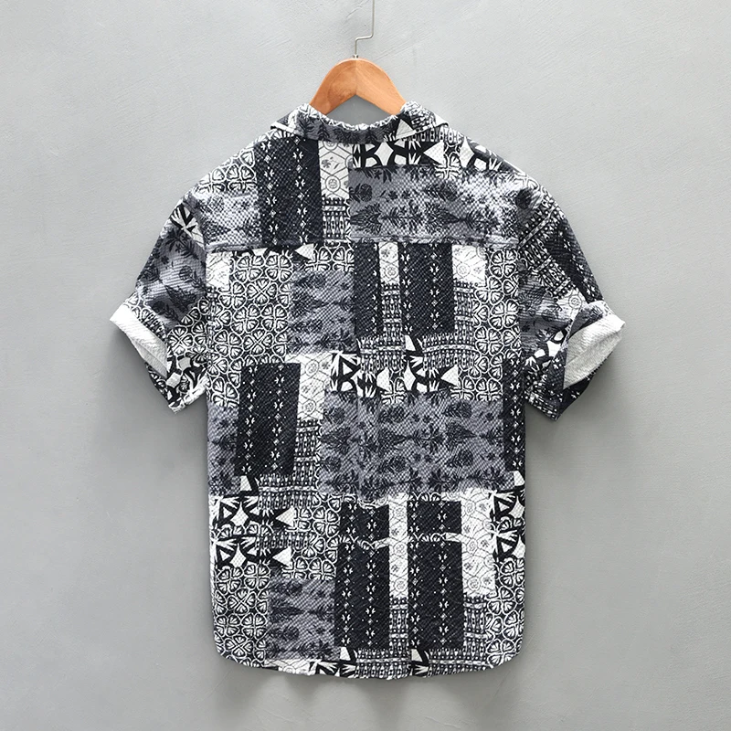 Digital Printing Short Sleeve Shirts for Men 2024 Summer New Plus Size 4XL Casual Loose Polyester Shirts