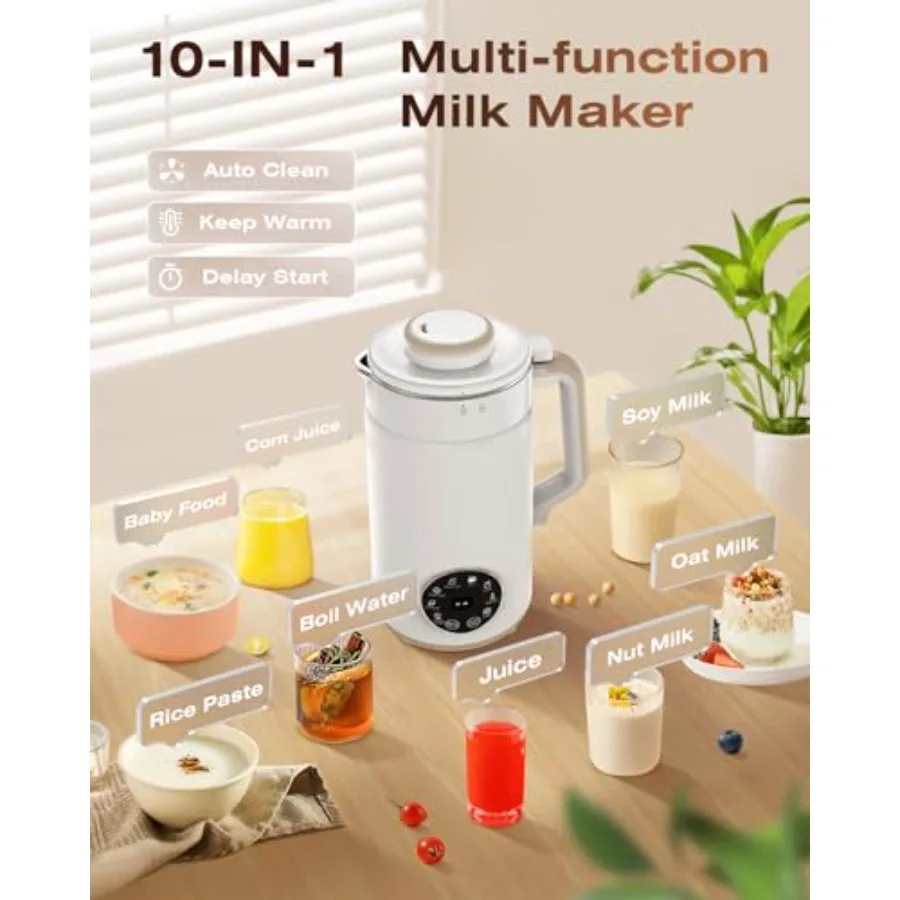 10 в 1 машина для приготовления орехового молока для домашнего использования, автоматическая машина для приготовления соевого молока на 55 унций с 12 лезвиями, идеально подходит для приготовления домашнего миндаля и овсяного кока