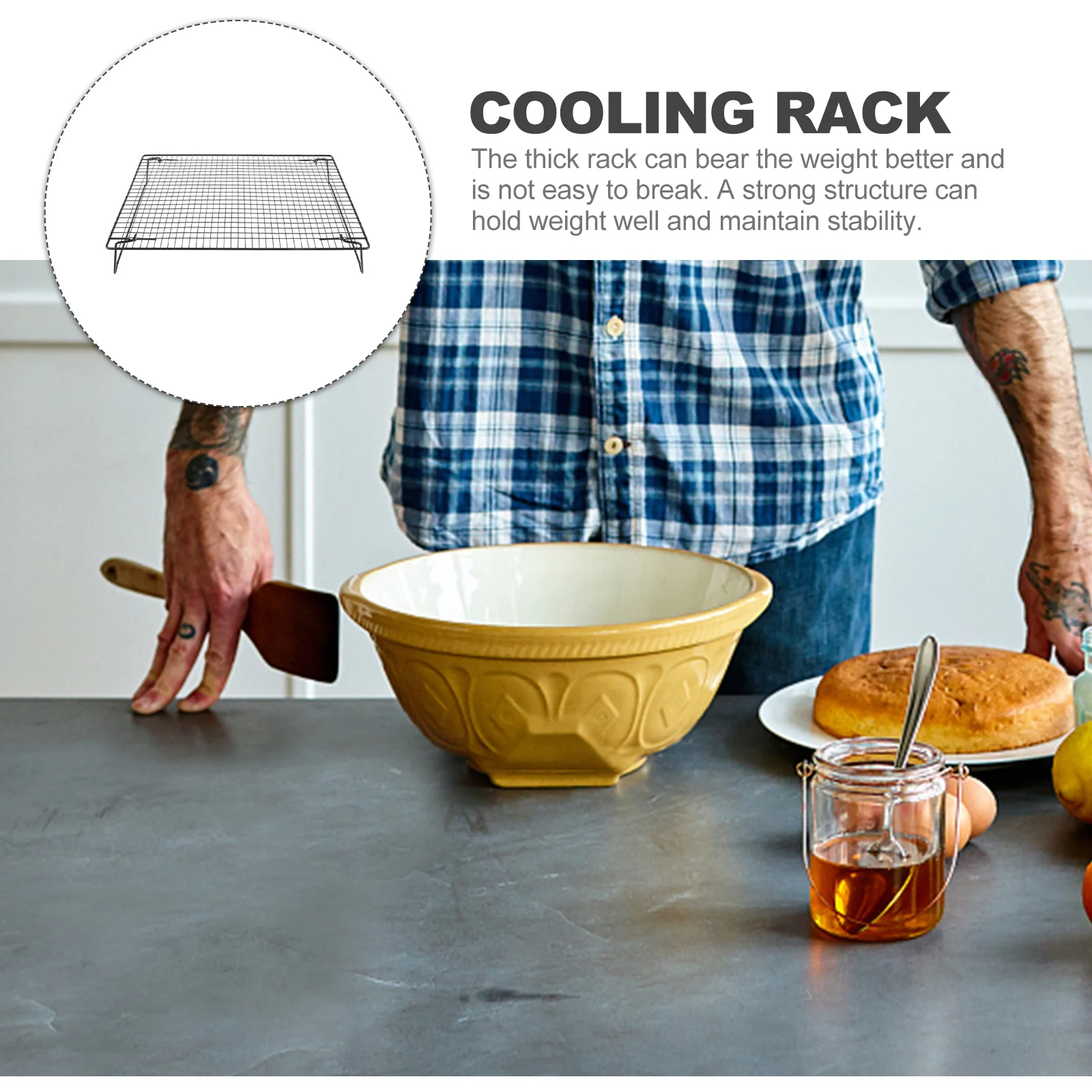 

1pcs Barbecue Cake Heavy Duty Baking Cooling Rack Non-Stick Wire Cooking Rack For Oven Bacon Bread Pizza Roasting Hollow Design