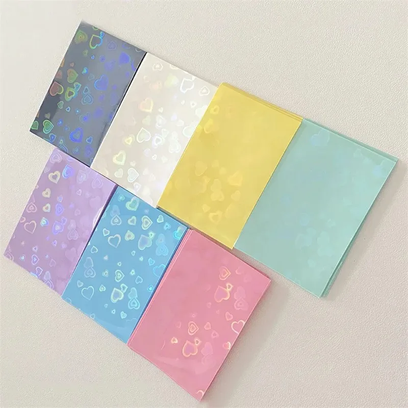 50Pcs/Pack Kpop Card Sleeves Card Holder Heart Bling Photocard Holder Photo Card Films Cards Protector Photo Cards Protective